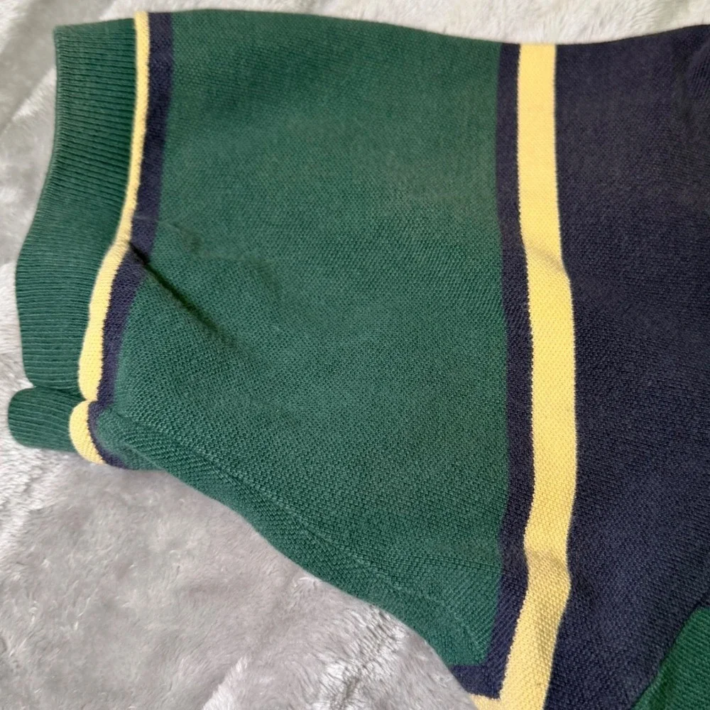 Vintage Polo Ralph‎ Lauren BIG Mens Size 2XL Polo Shirt Green Striped Pique USA